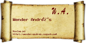 Wender András névjegykártya
